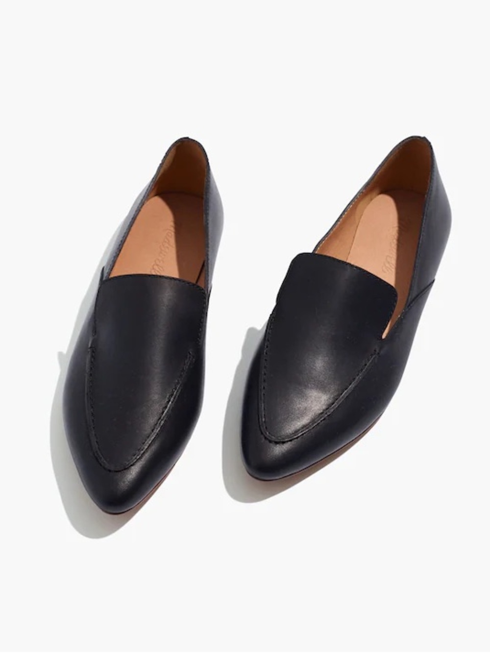 Madewell the Frances skimmer in black leather pointy toe loafers